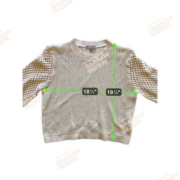 J. Crew Womens Crochet Knit Sweater Top Sz L Cream Long Sleeve Minimalist Preppy - Picture 8 of 8